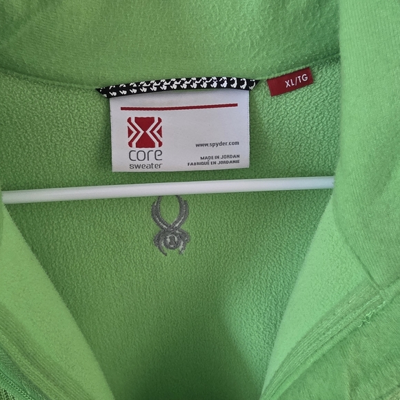 Spyder Core Sweater full-zip jacket in a bright lime green color.  - Picture 3 of 3